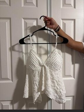 Rebellion White Textured Lace-Effect Camisole